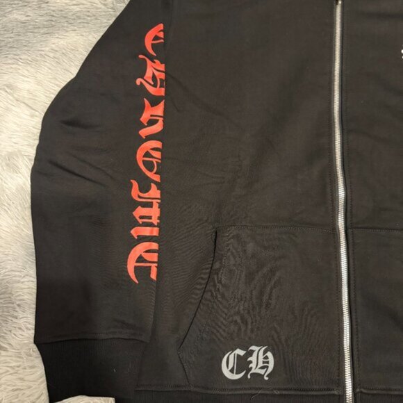 Chrome Hearts Black/ Red Made In Hollywood Zip Up Hoodie Mens Medium or Large - Picture 6 of 7